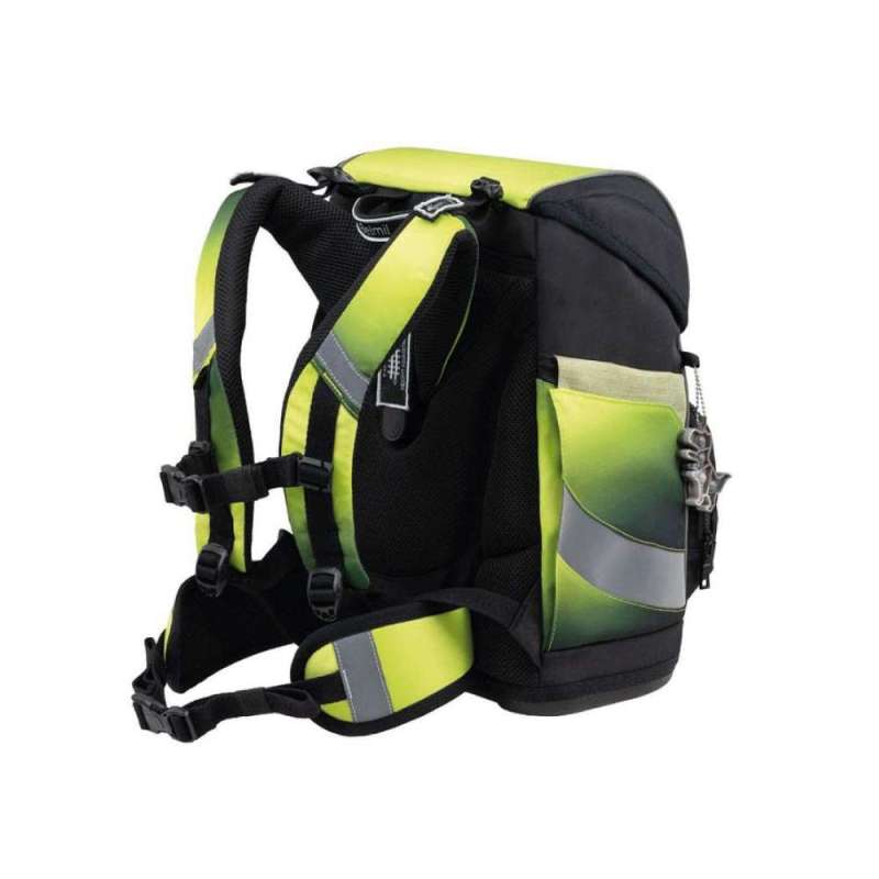 BELMIL Schulranzen SMARTY PLUS Set 5tlg - Black Green seitliche Rückansicht