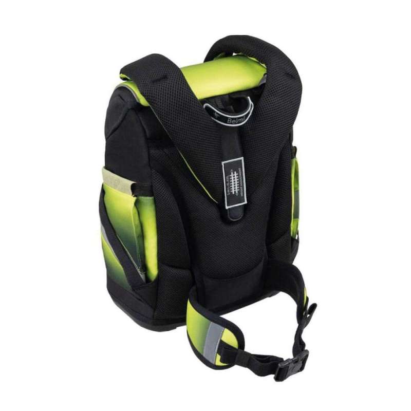 BELMIL Schulranzen SMARTY PLUS Set 5tlg - Black Green Rückansicht mit Tragegurten oben