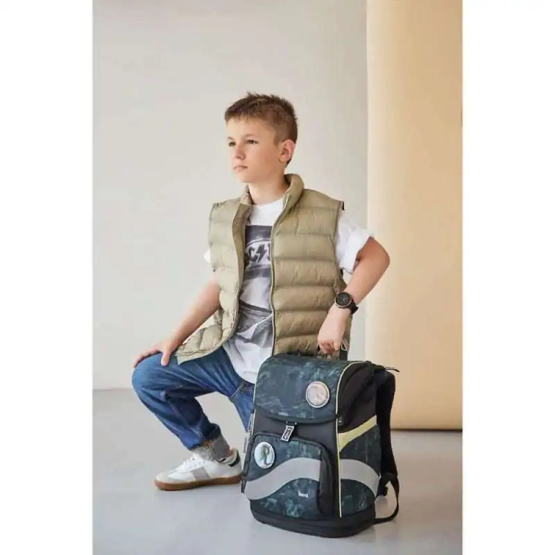 BELMIL Schulranzen SMARTY PLUS Set 5tlg - Grey Stone Kind mit Schulranzen