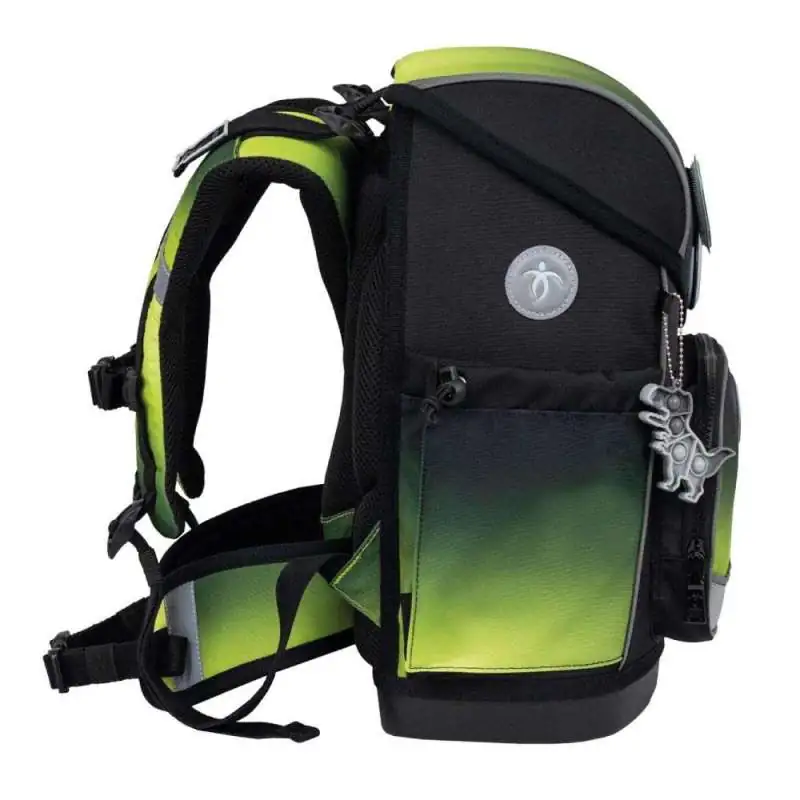 BELMIL Schulranzen COMPACT PLUS Set 5 tlg -Black Green seitlich