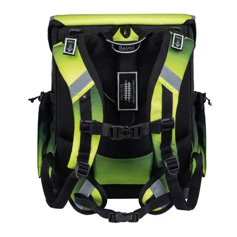 BELMIL Schulranzen COMPACT PLUS Set 5 tlg -Black Green Rückansicht