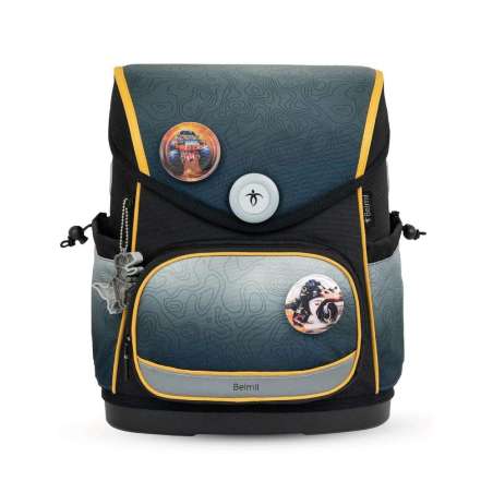 BELMIL Schulranzen COMPACT PLUS Set 5 tlg -Black Grey Front