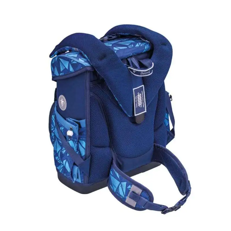 BELMIL Schulranzen COMPACT PLUS Set 5 tlg - Glacier Blue Rückansicht mit Tragegurt oben
