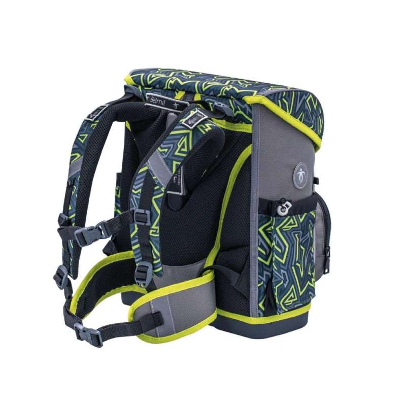 BELMIL Schulranzen COMPACT PLUS Set 5 tlg - Iguana seitliche Rückansicht