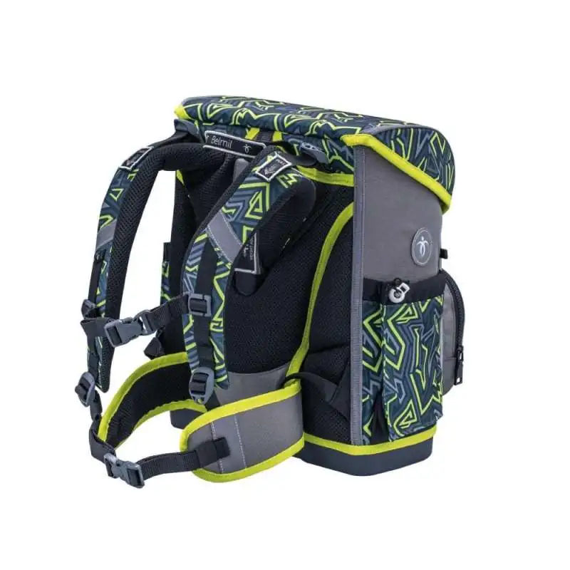 BELMIL Schulranzen COMPACT PLUS Set 5 tlg - Iguana seitliche Rückansicht