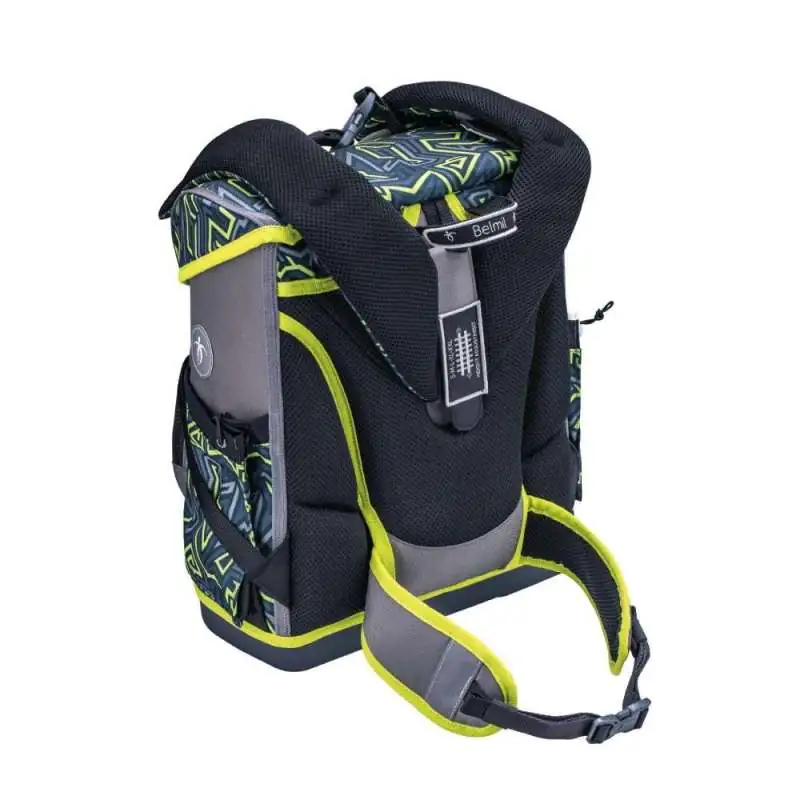 BELMIL Schulranzen COMPACT PLUS Set 5 tlg - Iguana Rückansicht mit Tragegurt oben