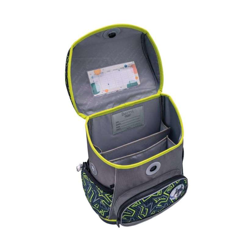 BELMIL Schulranzen COMPACT PLUS Set 5 tlg - Iguana offen