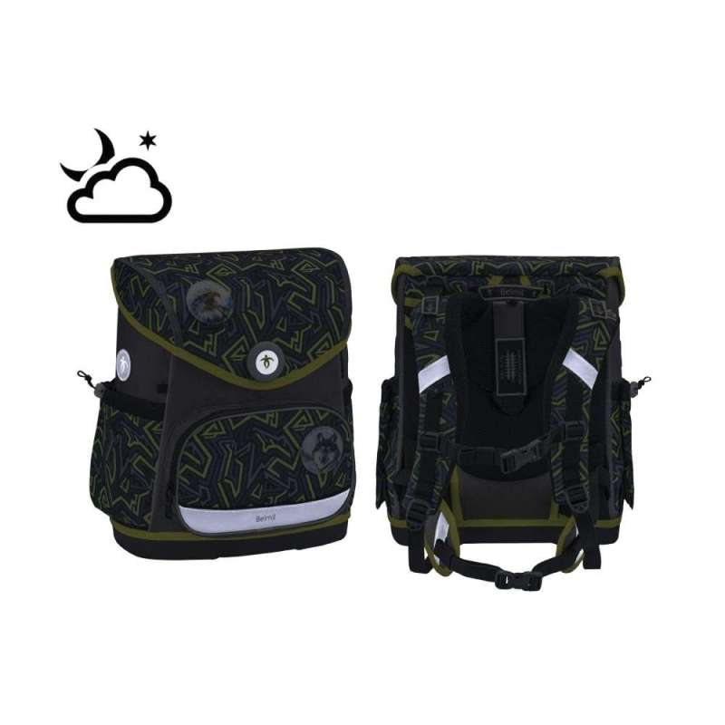 BELMIL Schulranzen COMPACT PLUS Set 5 tlg - Iguana reflektierend