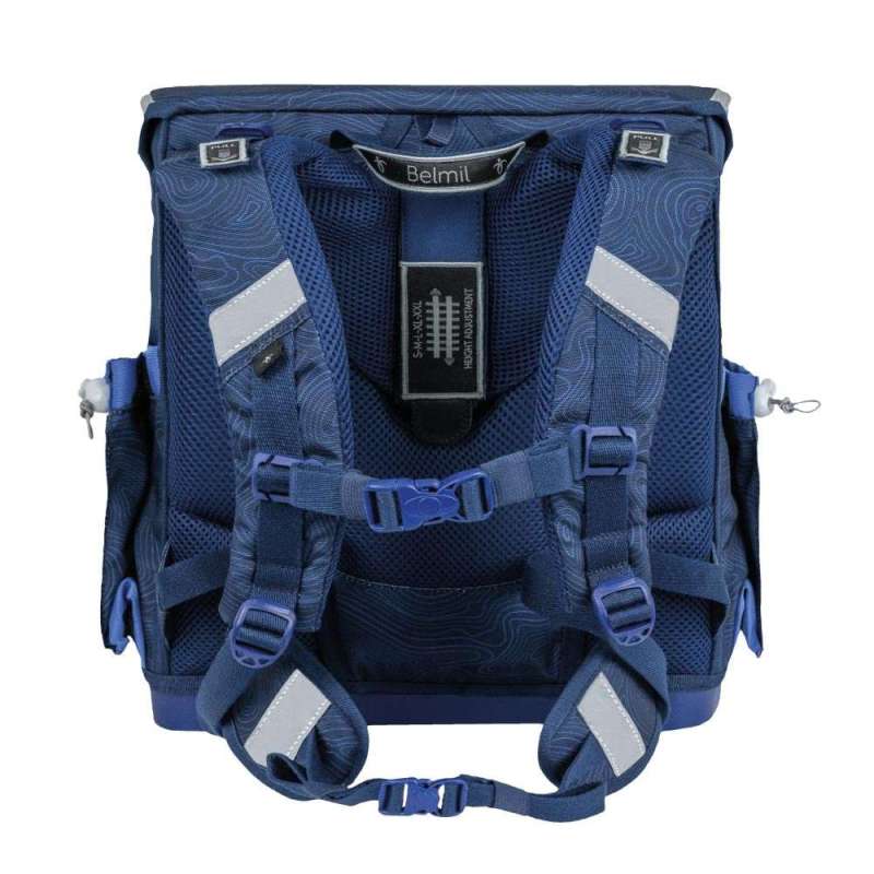 BELMIL Schulranzen COMPACT PLUS Set 5 tlg - Topographic Rückansicht
