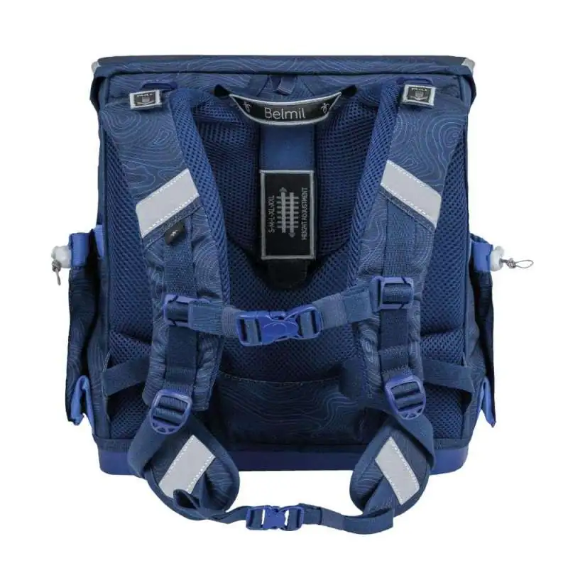 BELMIL Schulranzen COMPACT PLUS Set 5 tlg - Topographic Rückansicht