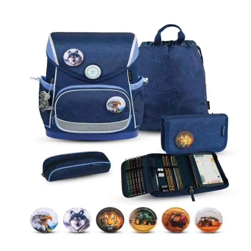 BELMIL Schulranzen COMPACT PLUS Set 5 tlg - Topographic