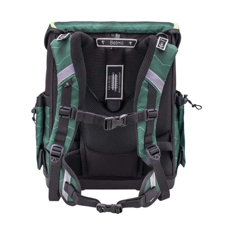 BELMIL Schulranzen COMPACT PLUS Set 5 tlg - Twist of Lime Rückansicht