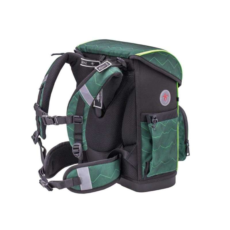BELMIL Schulranzen COMPACT PLUS Set 5 tlg - Twist of Lime seitliche Rückansicht