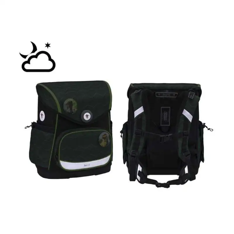 BELMIL Schulranzen COMPACT PLUS Set 5 tlg - Twist of Lime reflektierend