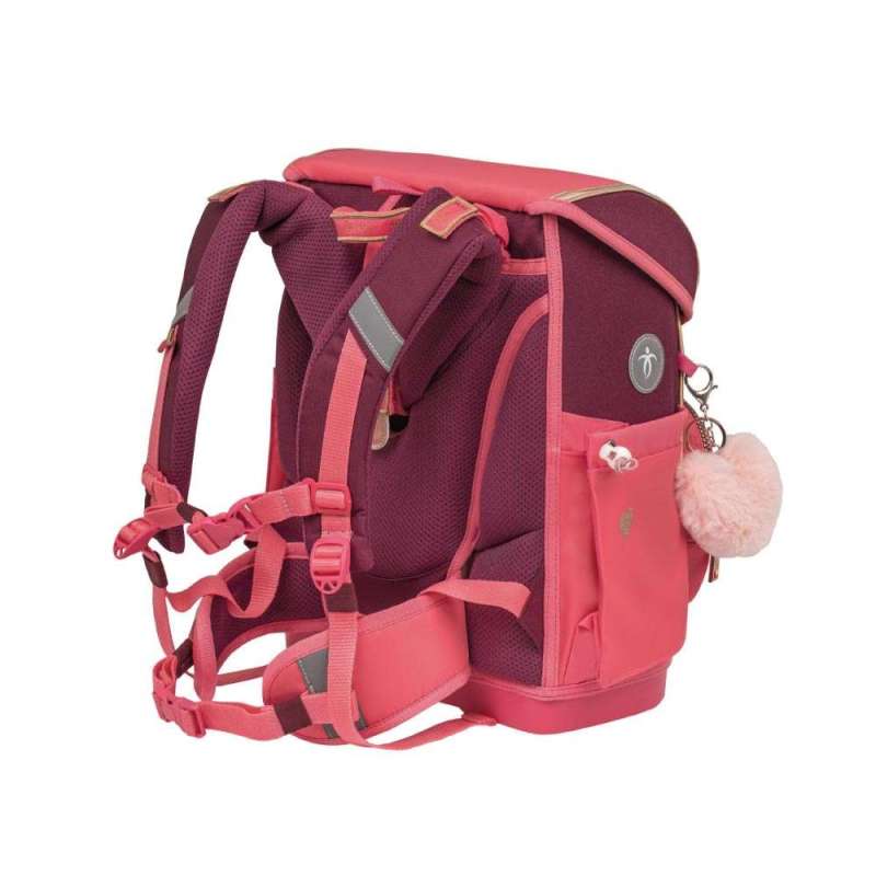 BELMIL Schulranzen COMPACT PLUS Set 5 tlg - Coral seitliche Rückansicht