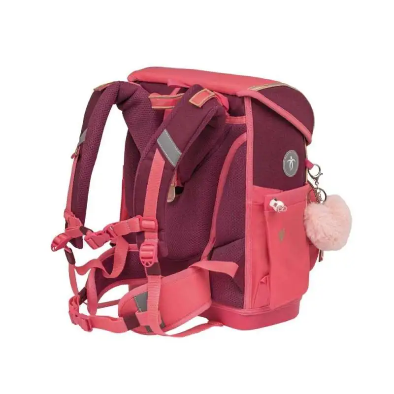 BELMIL Schulranzen COMPACT PLUS Set 5 tlg - Coral seitliche Rückansicht