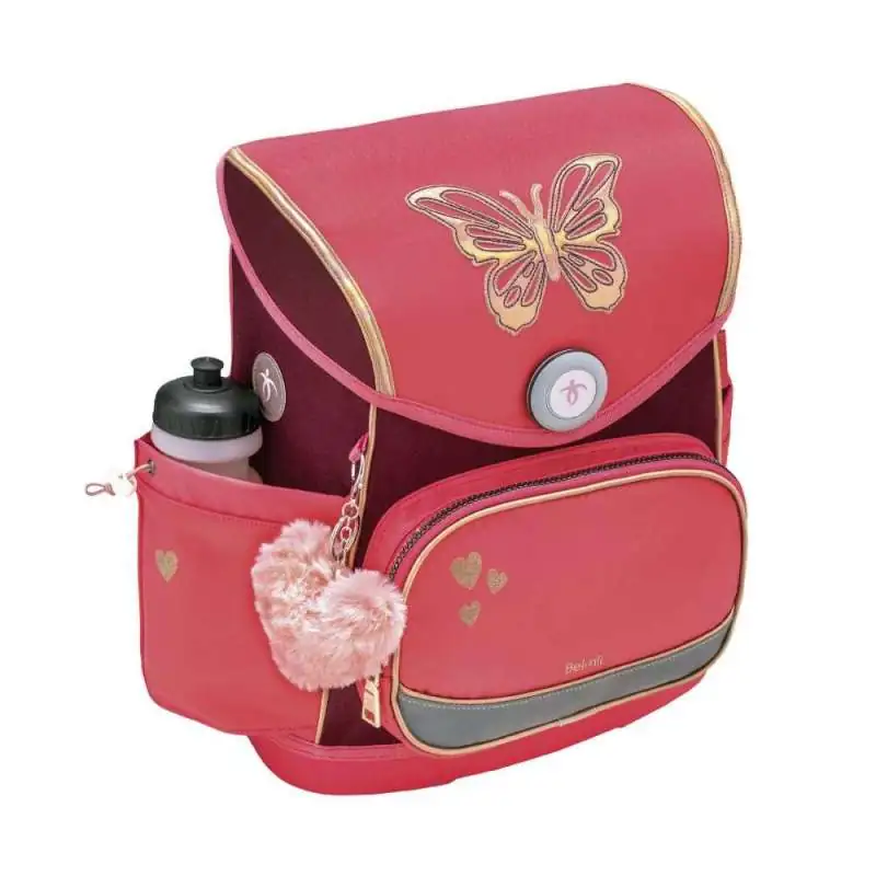 BELMIL Schulranzen COMPACT PLUS Set 5 tlg - Coral mit Trinkfalsche