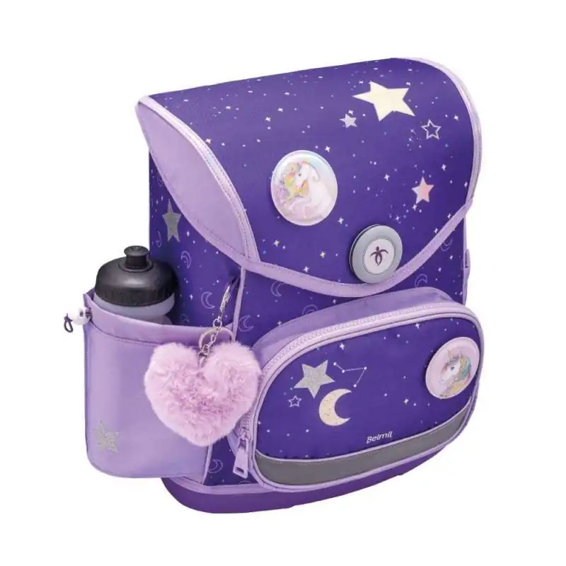 BELMIL Schulranzen COMPACT PLUS Set 5 tlg - Dahlia mit Trinkflasche