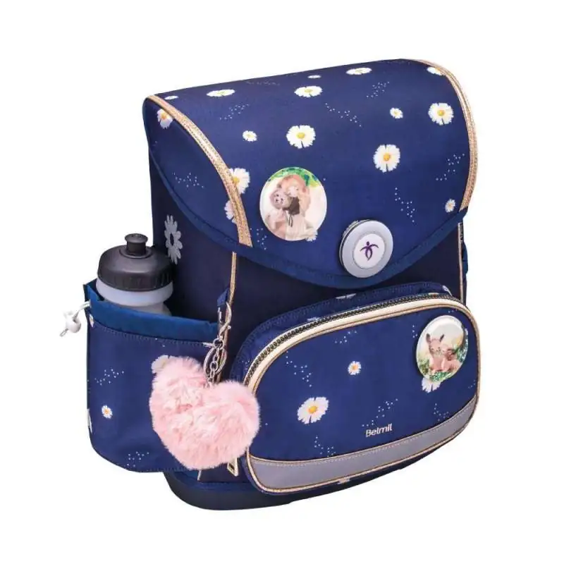 BELMIL Schulranzen COMPACT PLUS Set 5 tlg - Daisy mit Trinkflasche