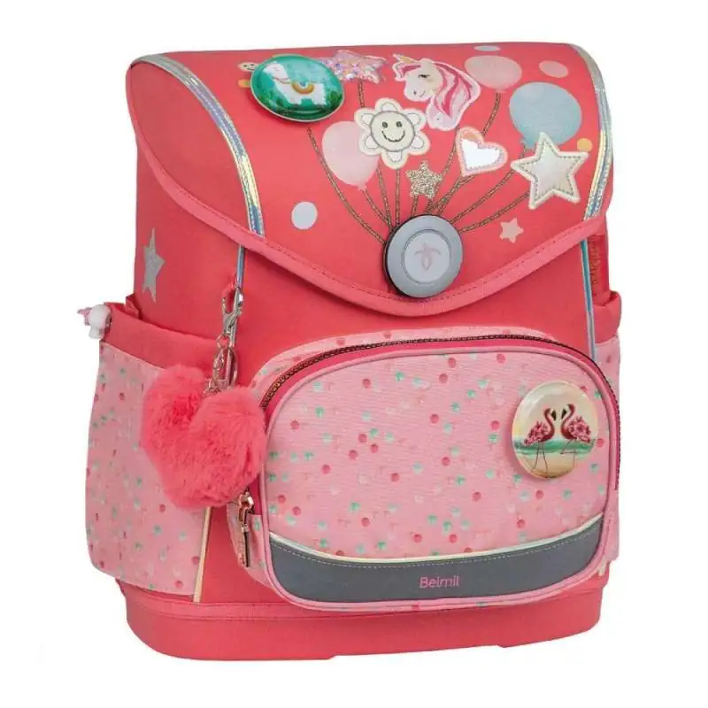 BELMIL Schulranzen COMPACT PLUS Set 5 tlg - Rose Quartz seitliche Front