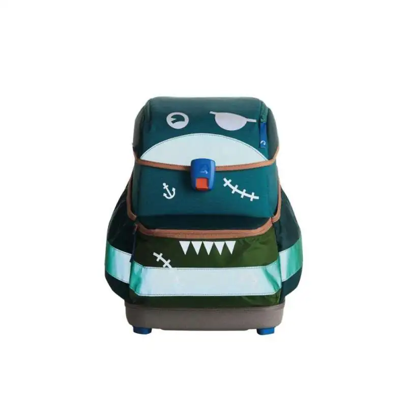 FINKID Schulranzen EKO SMART - jungle mix beklebt mit reflektierenden Buddy Stickern