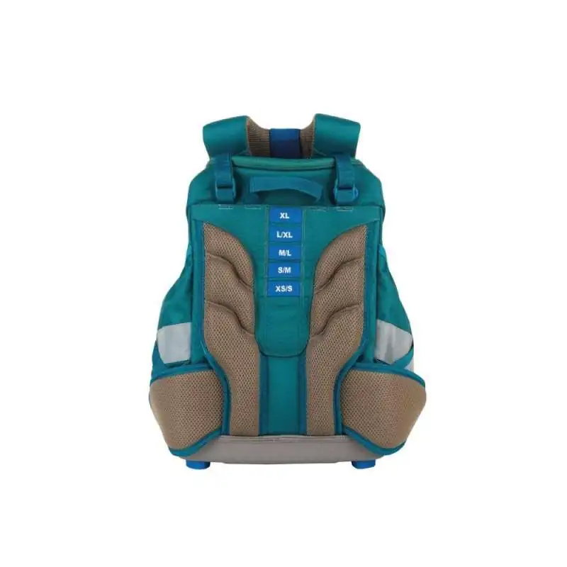 FINKID Schulranzen EKO SPORT 4 tlg - deep jungle/mosaic Rückansicht mit Größenanzeige