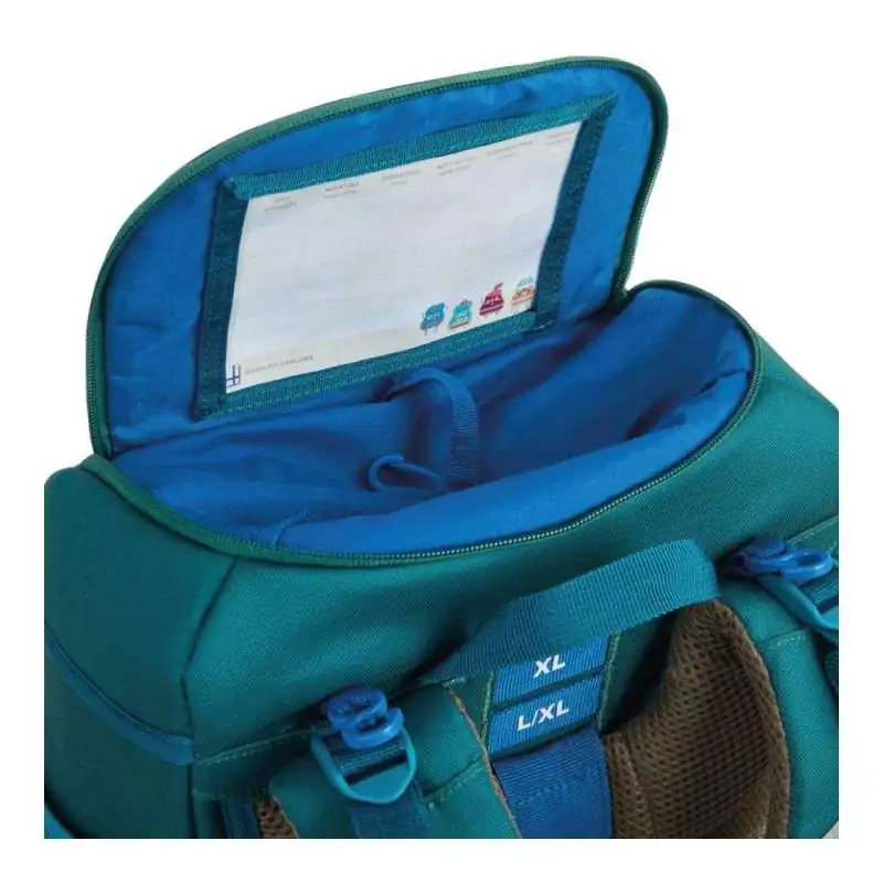 FINKID Schulranzen EKO SPORT 4 tlg - deep jungle/mosaic oberes Fach geöffnet
