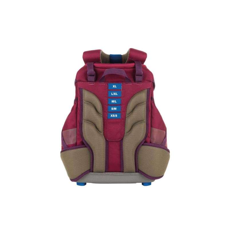 FINKID Schulranzen EKO SPORT 4 tlg - wild berry/purple Rückansicht mit Größenanzeige