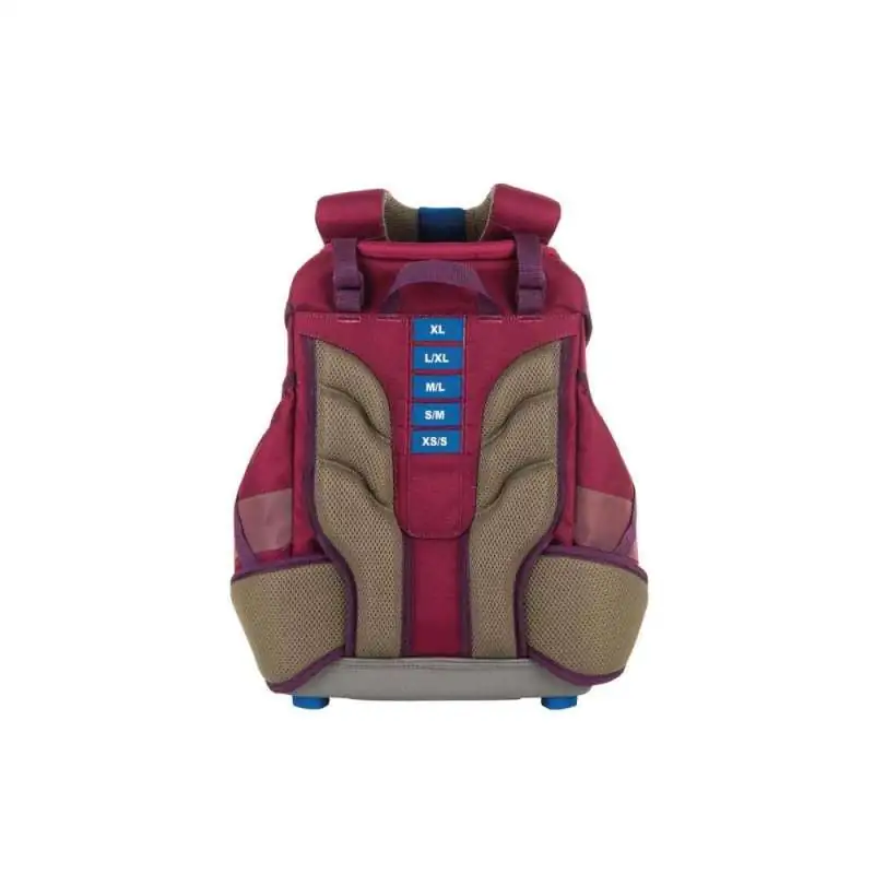 FINKID Schulranzen EKO SPORT 4 tlg - wild berry/purple Rückansicht mit Größenanzeige