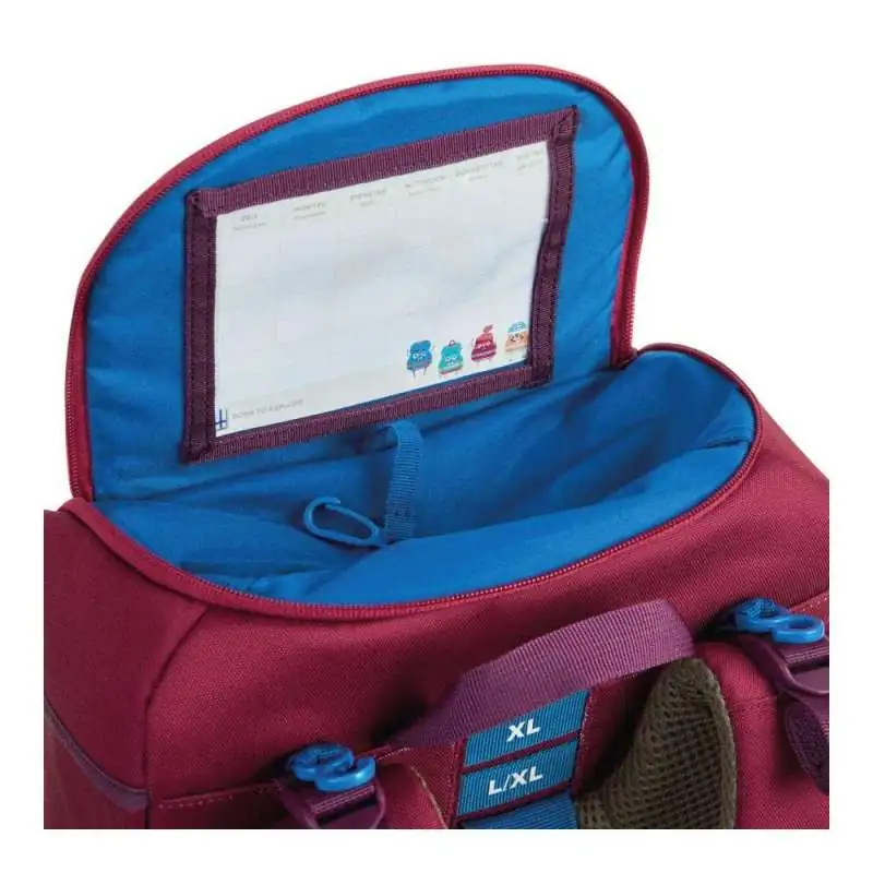 FINKID Schulranzen EKO SPORT 4 tlg - wild berry/purple oberes Fach geöffnet