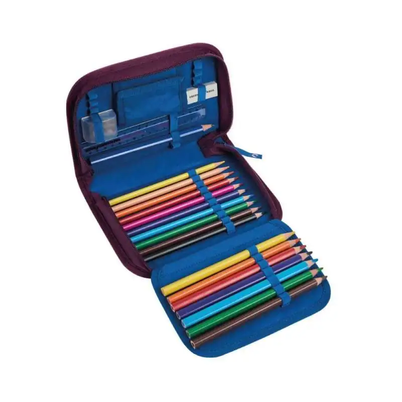 FINKID Schulranzen EKO SPORT 4 tlg - wild berry/purple Schüleretui geöffnet