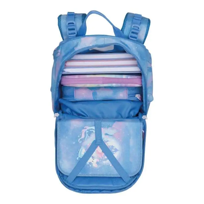 BECKMANN Schulranzen Active Air FLX 6 tlg - Fairy Tale oberes Fach geöffnet gefüllt
