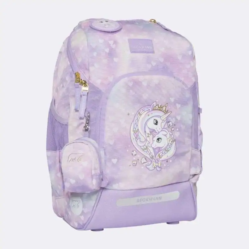 BECKMANN Schulranzen Active Air FLX 6 tlg - Unicorn Princess Purple seitliche Front