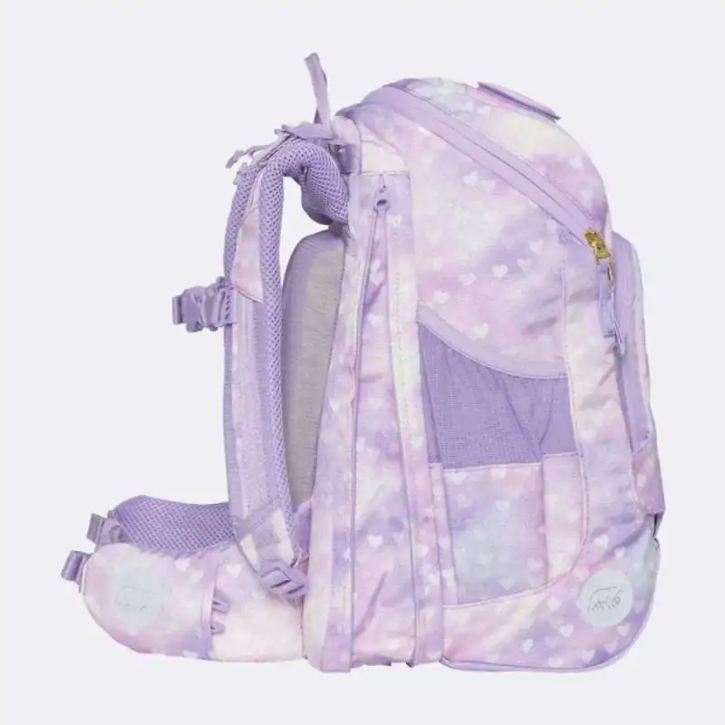 BECKMANN Schulranzen Active Air FLX 6 tlg - Unicorn Princess Purple seitlich geöffnet