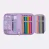 BECKMANN Schulranzen Active Air FLX 6 tlg - Unicorn Princess Purple Schüleretui geöffnet