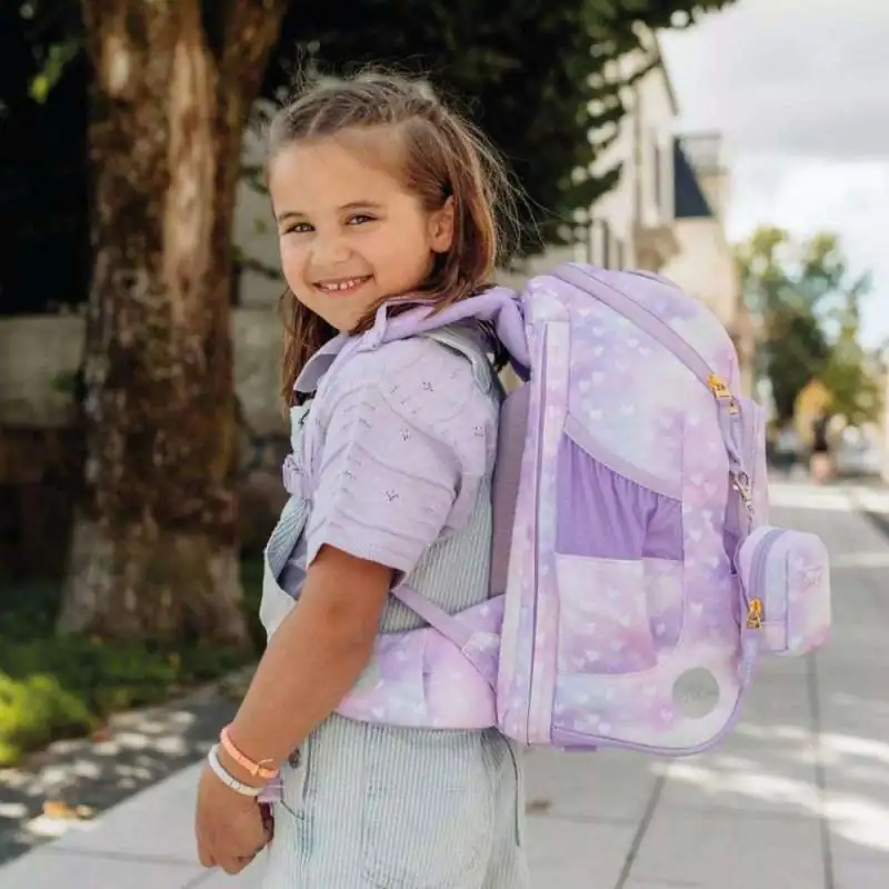 BECKMANN Schulranzen Active Air FLX 6 tlg - Unicorn Princess Purple Kind mit Schulranzen