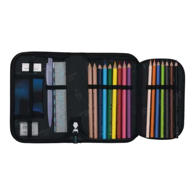 BECKMANN Schulranzen ACTIVE AIR FLX 6 tlg - Magic League Schüleretui geöffnet