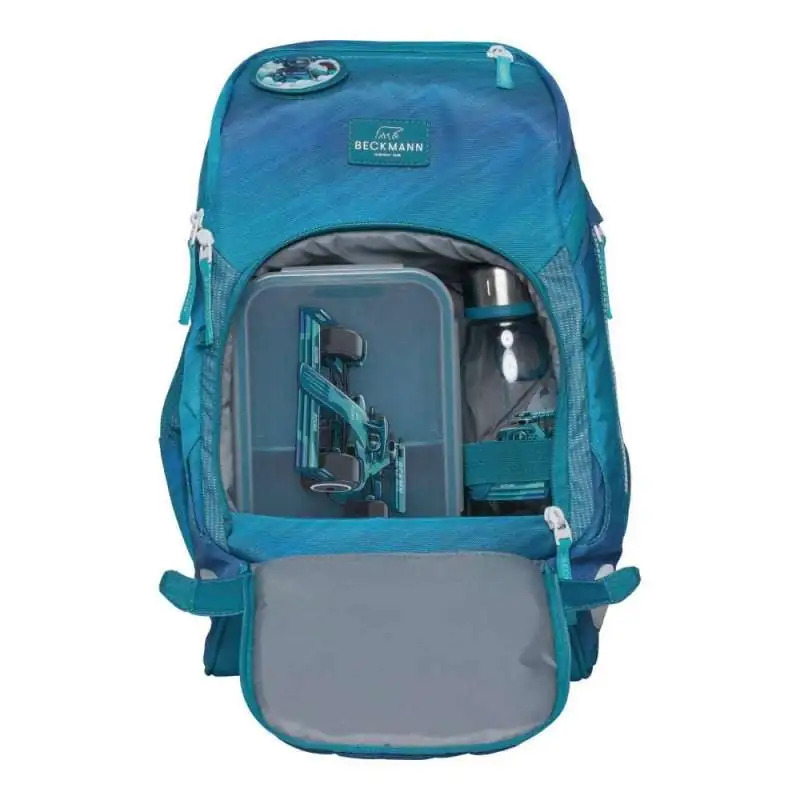 BECKMANN Schulranzen ACTIVE AIR FLX 6 tlg - Racing Front geöffnet
