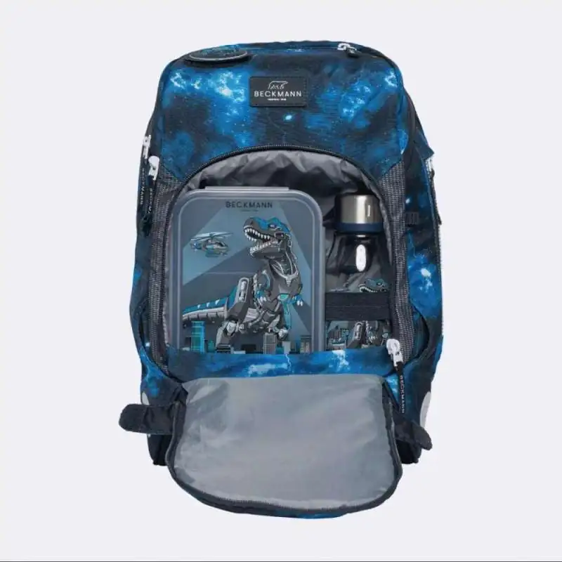 BECKMANN Schulranzen ACTIVE AIR FLX 6 tlg - Tech Rex Front geöffnet