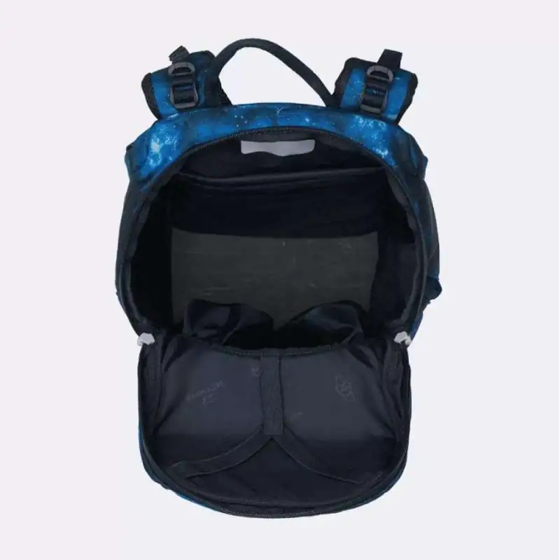 BECKMANN Schulranzen ACTIVE AIR FLX 6 tlg - Tech Rex oberes Fach geöffnet leer
