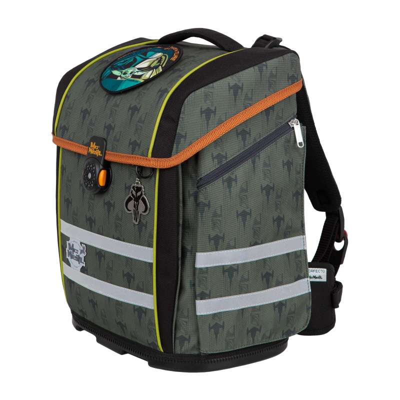 MC NEILL Schulranzen PERFECTO DISNEY Set 5 tlg - Star Wars Mandalorian seitlich