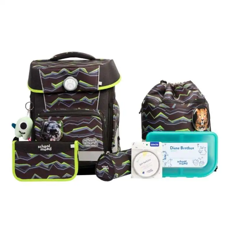 SCHOOL MOOD Schulranzen Set 7 tlg CHAMPION MAXX - Finn Raubkatze