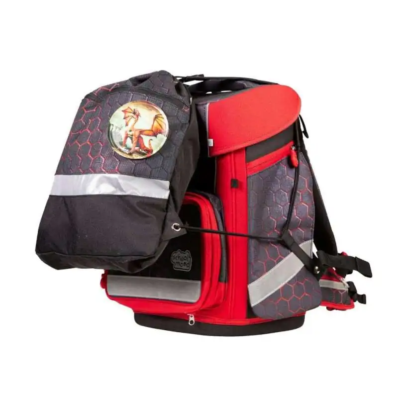 SCHOOL MOOD Schulranzen Set 7 tlg CHAMPION MAXX - Mika Drache Schulranzen mit Sporttasche