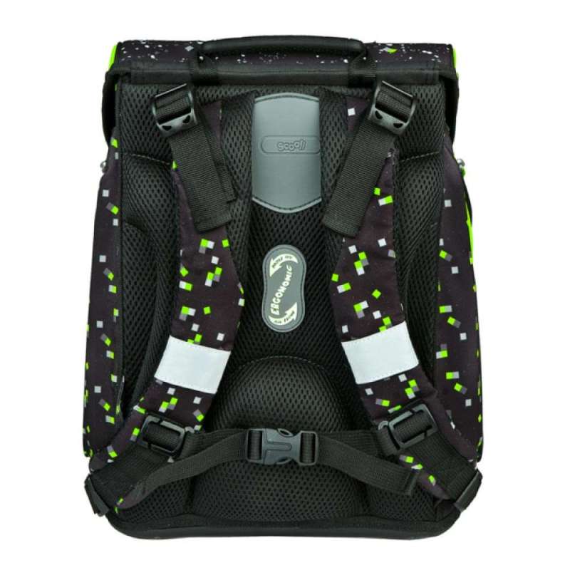 SCOOLI Schulranzen Set EasyFit 5 tlg - Glow Edition Space Robot Rückansicht