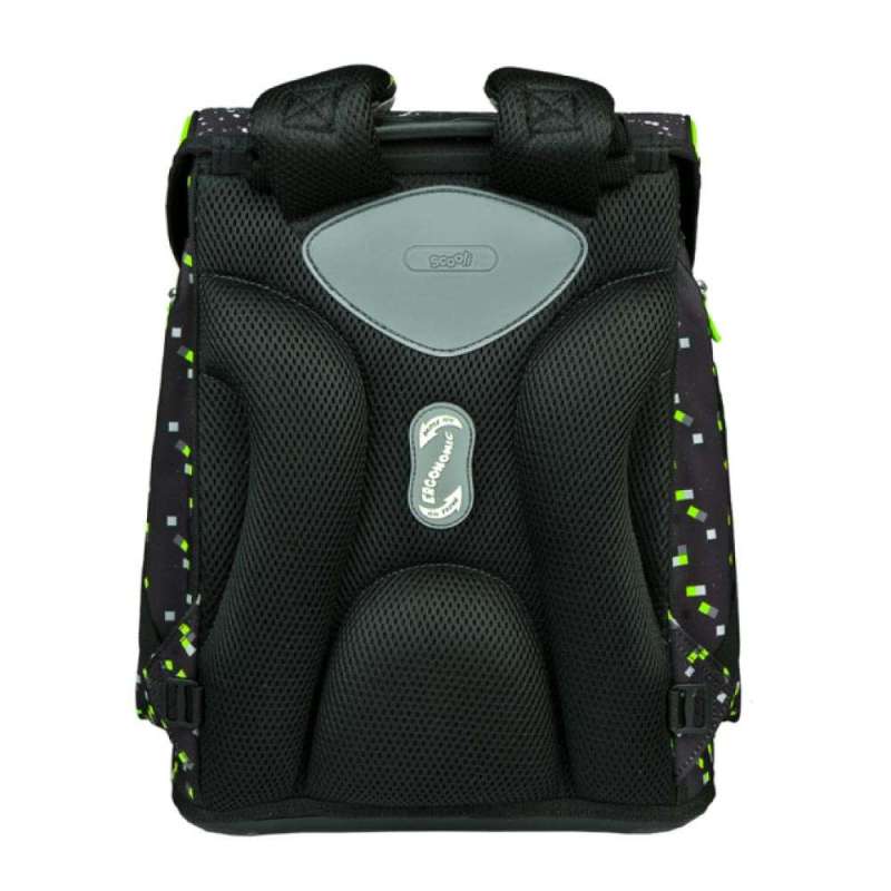 SCOOLI Schulranzen Set EasyFit 5 tlg - Glow Edition Space Robot Rückansicht mit Tragegurten oben