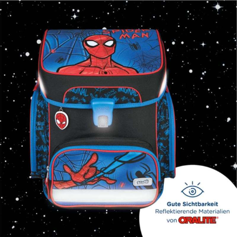 SCOOLI Schulranzen Set EasyFit 5 tlg - Spider Man reflektierend