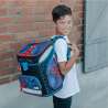SCOOLI Schulranzen Set EasyFit 5 tlg - Spider Man Kind mit Schulranzen seitliche Rückansicht