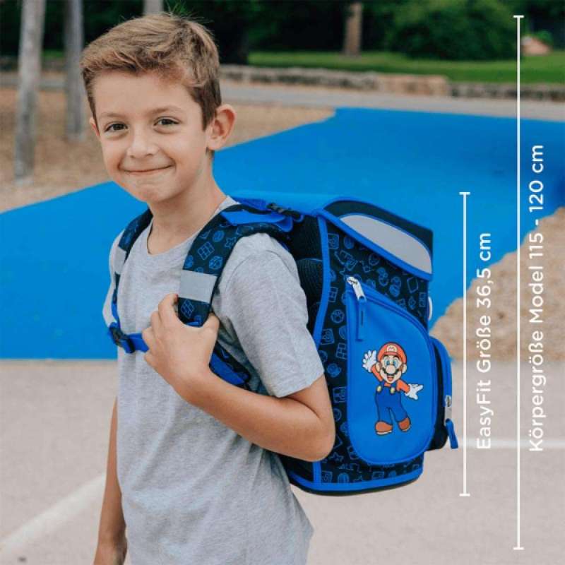 SCOOLI Schulranzen Set EasyFit 5 tlg - Super Mario Maßangaben