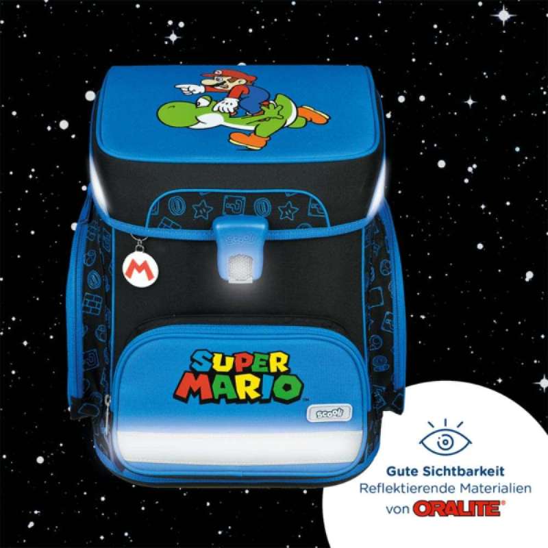 SCOOLI Schulranzen Set EasyFit 5 tlg - Super Mario reflektierend
