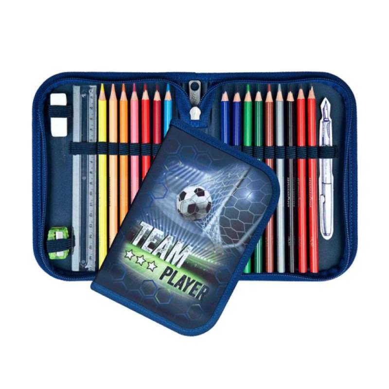 SCOOLI Schulranzen Set EasyFit 5 tlg - Team Player Schüleretui offen & geschlossen